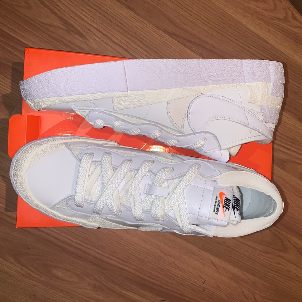 Nike x Sacai blazer low patent white